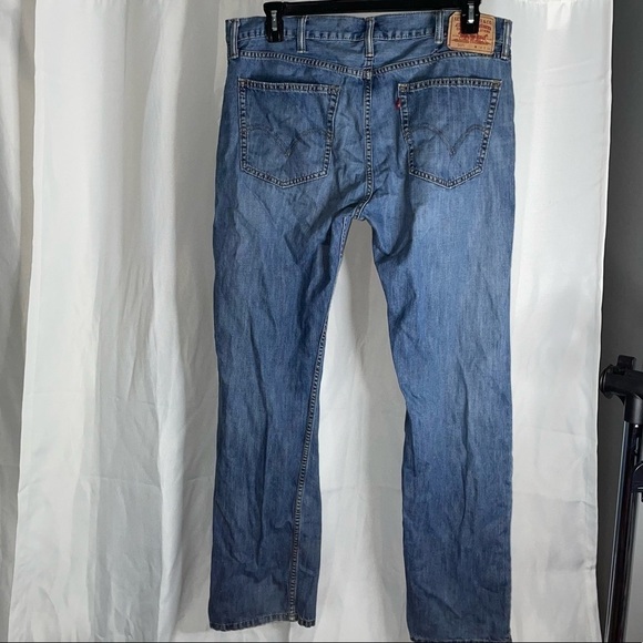 Levi's 505 Jean Straight Leg Regular Fit High Rise Zipper Fly Demin Blue Jeans - Picture 10 of 10